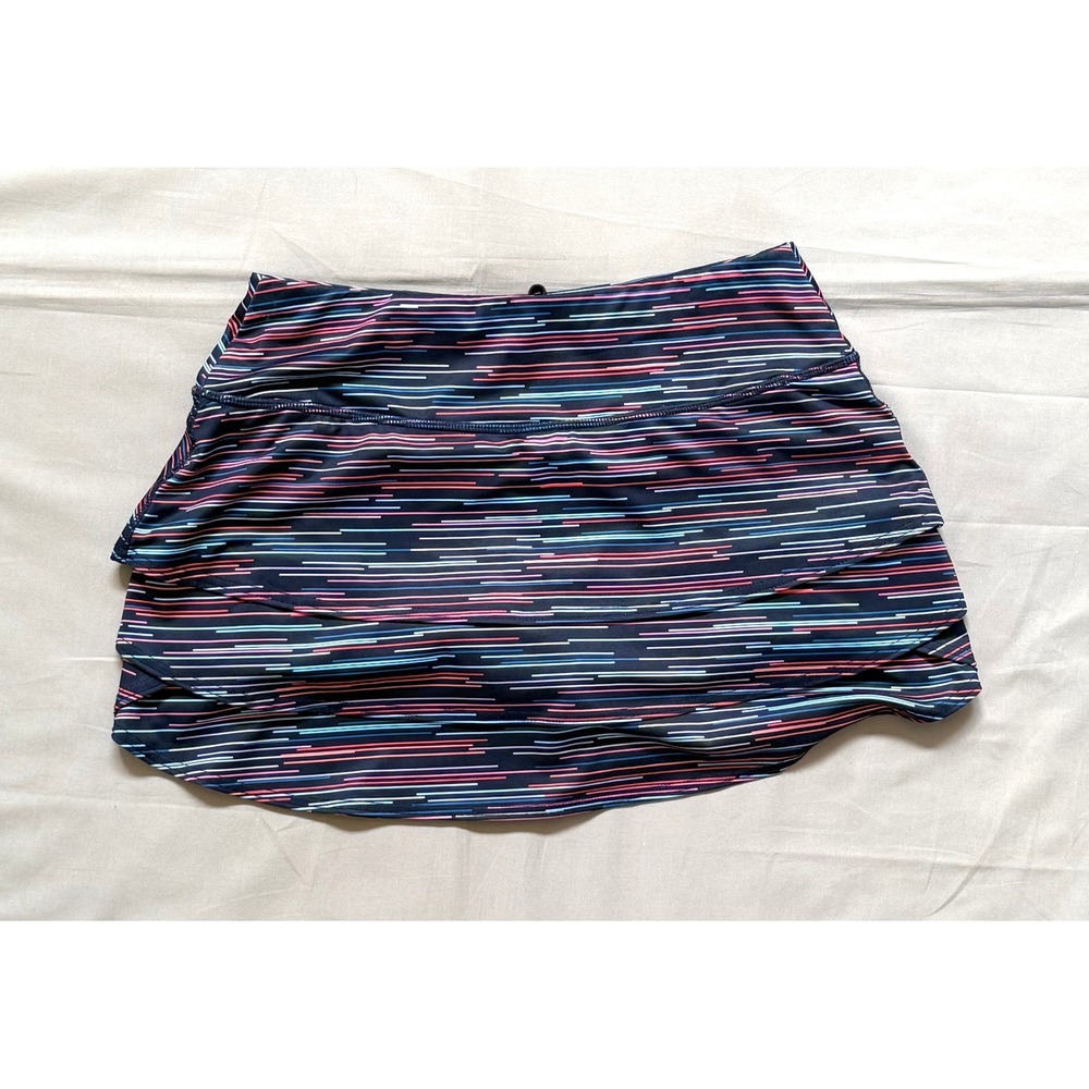 Athleta Womens Small Ruffle Skort‎ Multi-Color Linear Print Active Tennis Golf